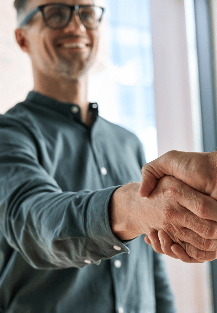 Man and lawyer are shaking hands